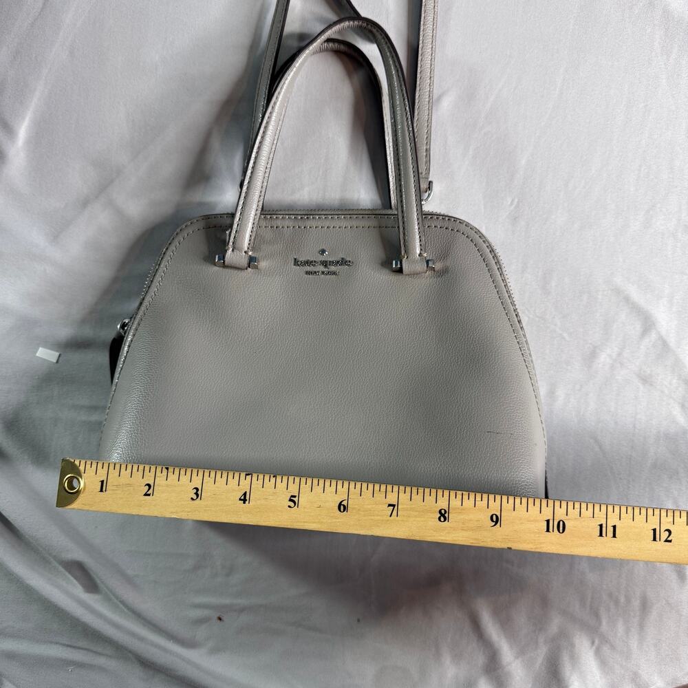 Kate Spade New York Gray Dome Satchel Crossbody Bag Pebbled Leather Purse - Picture 9 of 10